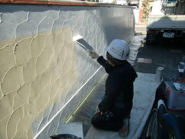 20170203外壁塗装Y様邸塀1下塗り