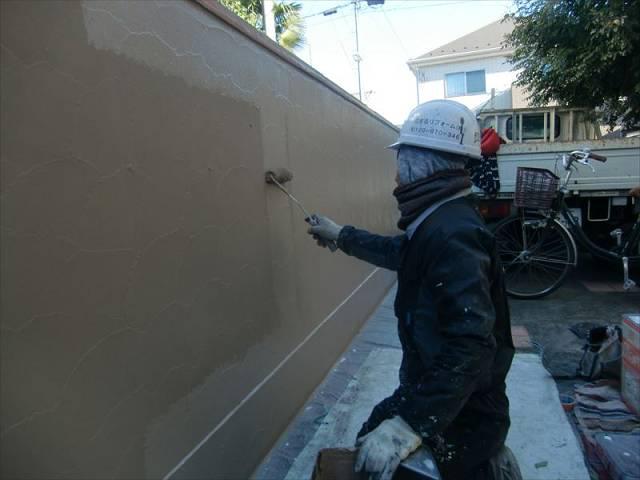 20170204外壁塗装Y様邸塀3上塗り